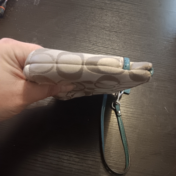 Coach Gray and Teal Wristlet Or Clutch - Picture 10 of 12